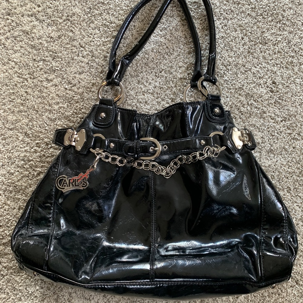 Rockin’ Carlos Santana Handbag in black patent faux leather
